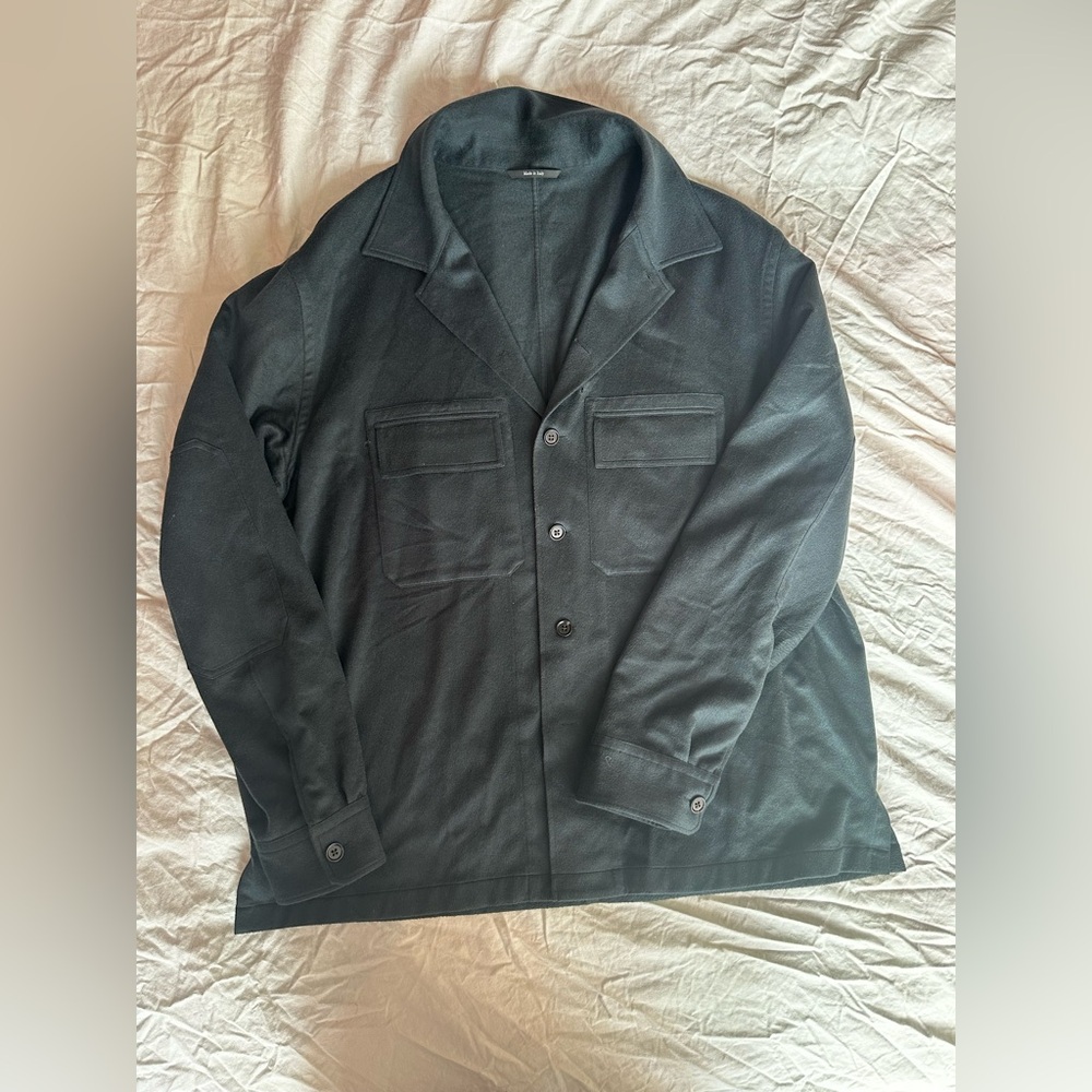 Ermenegildo Zegna XXL Wool Overshirt Jacket Dark Charcoal/green Shirt Jacket